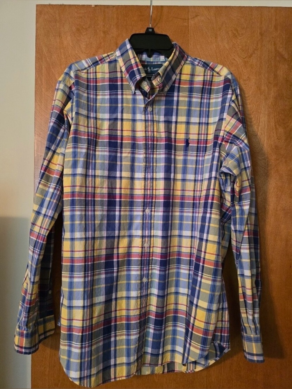 NWOT Polo by Ralph Lauren Yellow Blue Plaid Button-Down Shirt Large